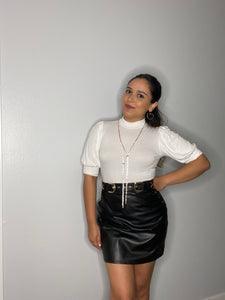 Belted Leather Mini Skirt