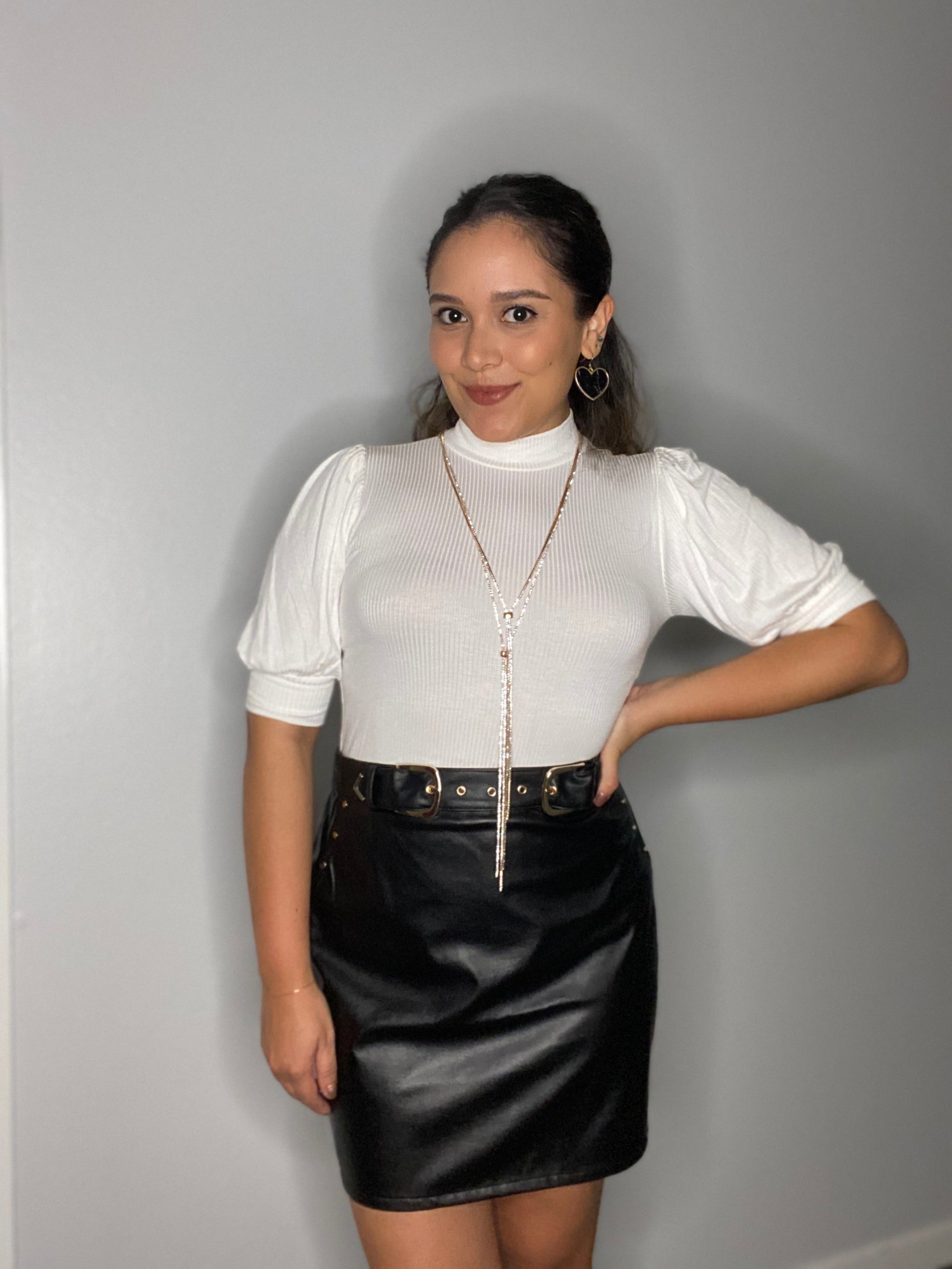 Belted Leather Mini Skirt