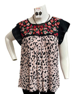 Load image into Gallery viewer, Floral Leopard Embroidered Top
