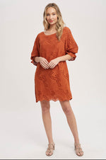 Load image into Gallery viewer, Terracotta Eyelet Dress
