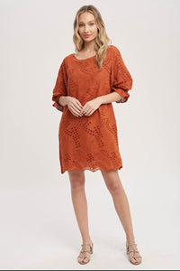 Terracotta Eyelet Dress