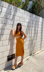 Load image into Gallery viewer, Golden Ribbed Cutout Dress
