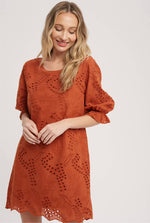 Load image into Gallery viewer, Terracotta Eyelet Dress
