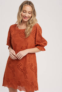 Terracotta Eyelet Dress